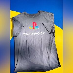 Grey PlayStation Logo t-shirt & the Classic Colorful logo & Japanese Text.